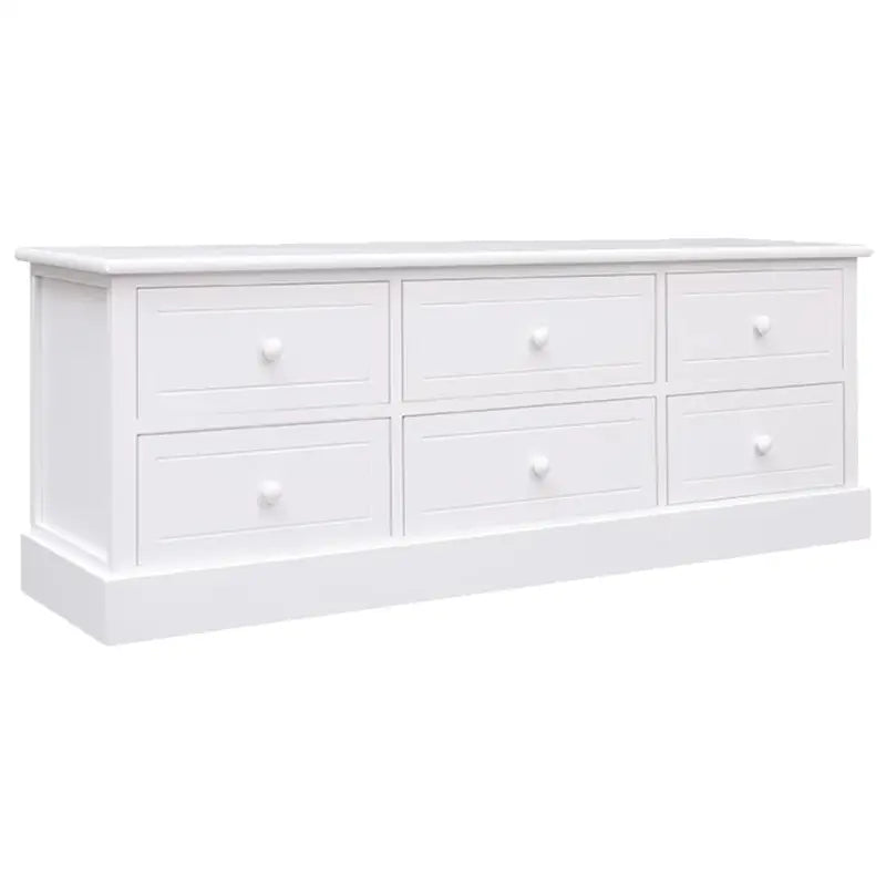 Houten TV-meubel van massief paulowniahout met eenvoudige stijl - Wit / 1 - Tv-meubels