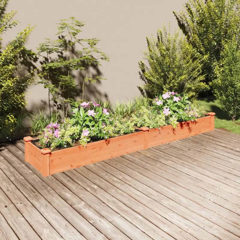 Houten verhoogd plantenbak van massief vurenhout met open bodem - Bruin / 240 x 45 x 25 cm / 1 - Bloempotten &