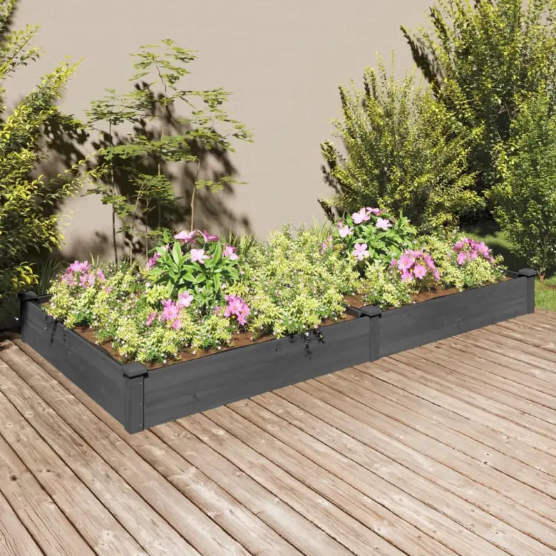 Houten verhoogd plantenbak van massief vurenhout met open bodem - Grijs / 240 x 120 x 25 cm / 1 - Bloempotten &
