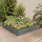 Houten verhoogd plantenbak van massief vurenhout met open bodem - Grijs / 120 x 120 x 25 cm / 1 - Bloempotten &