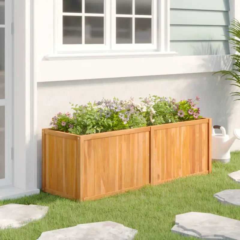 Houten verhoogde plantenbak in massief teakhout voor tuindecoratie - 150 x 50 x 50 cm / 1 - Bloempotten & plantenbakken