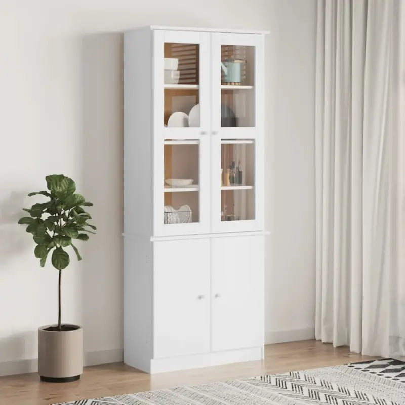 Houten vitrinekast met massief grenenhout en houten knoppen - Dressoirs & buffetkasten