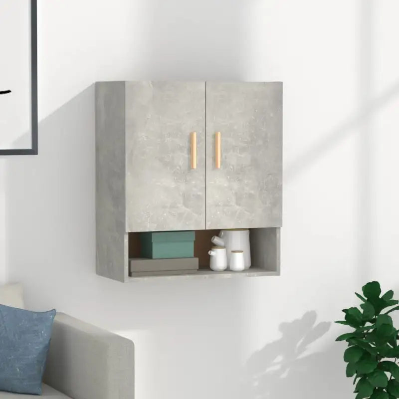 Houten wandkast in grijs sonoma met bewerkt hout voor Scandinavisch design - Betongrijs / 1 - Opbergkasten &