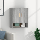 Houten wandkast in grijs sonoma met bewerkt hout voor Scandinavisch design - Opbergkasten & lockerkasten