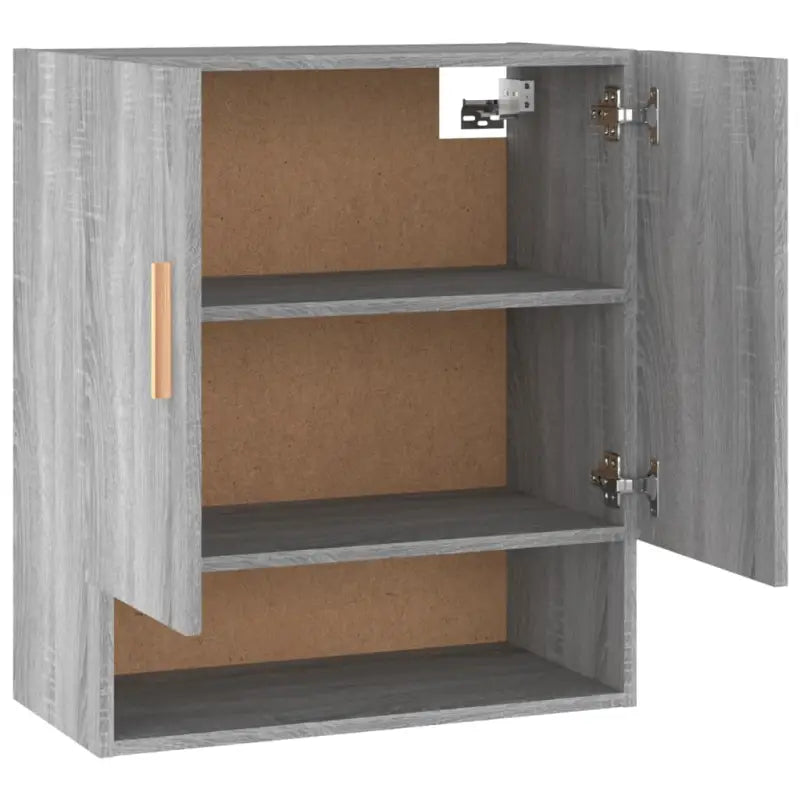 Houten wandkast in grijs sonoma met bewerkt hout voor Scandinavisch design - Opbergkasten & lockerkasten