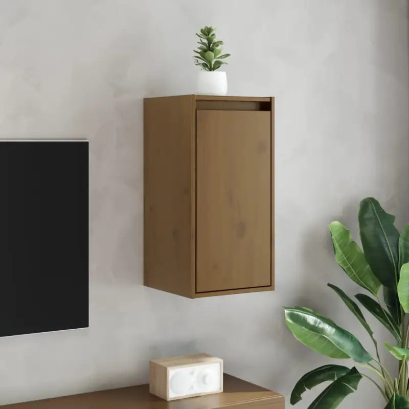 Houten wandkast van massief grenenhout voor decoratie en opbergruimte - Honingbruin / 2 / 1 - Wandplanken