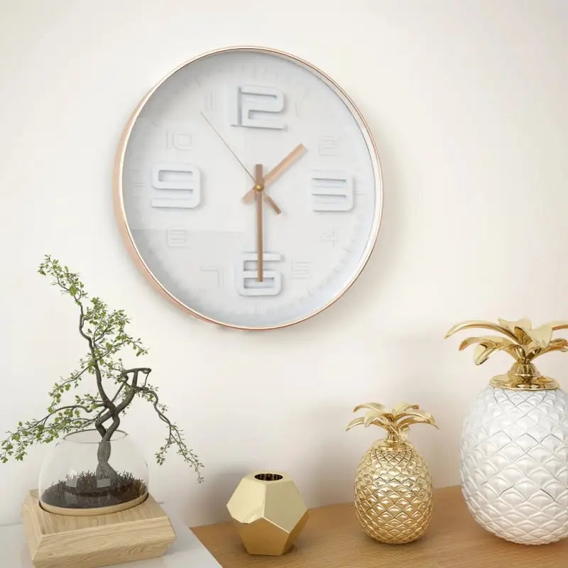 Houten Wandklok met Duidelijke Cijfers voor je Kamer - Koper - Wandklokken