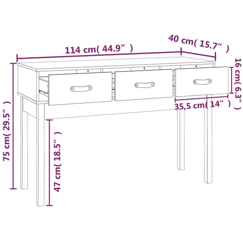 Houten wandtafel van massief grenenhout voor woonkamer of slaapkamer - Bijzettafels