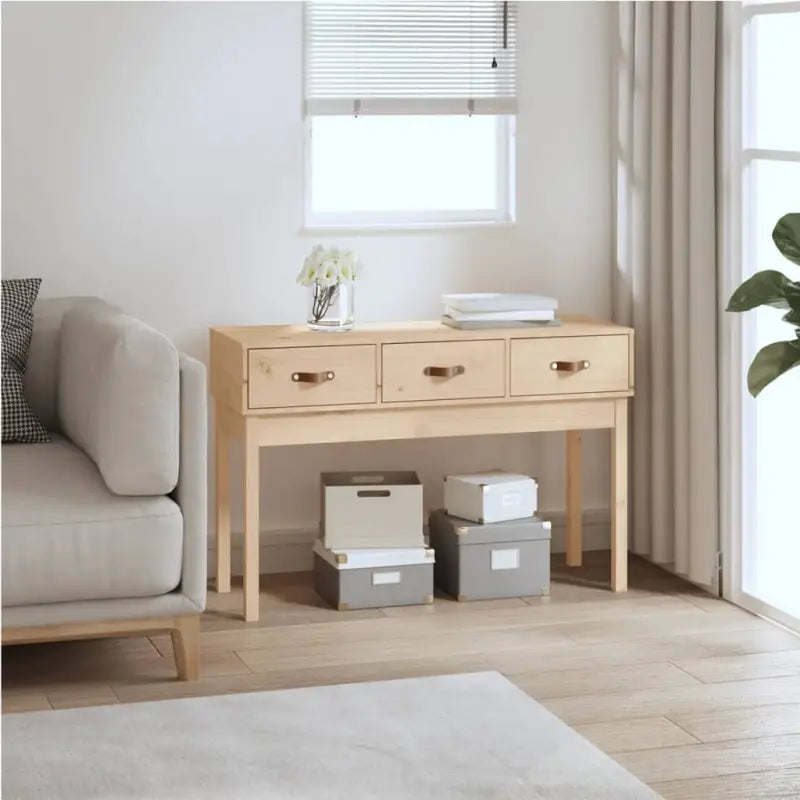 Houten wandtafel van massief grenenhout voor woonkamer of slaapkamer - Naturel / 1 / 114 cm - Bijzettafels