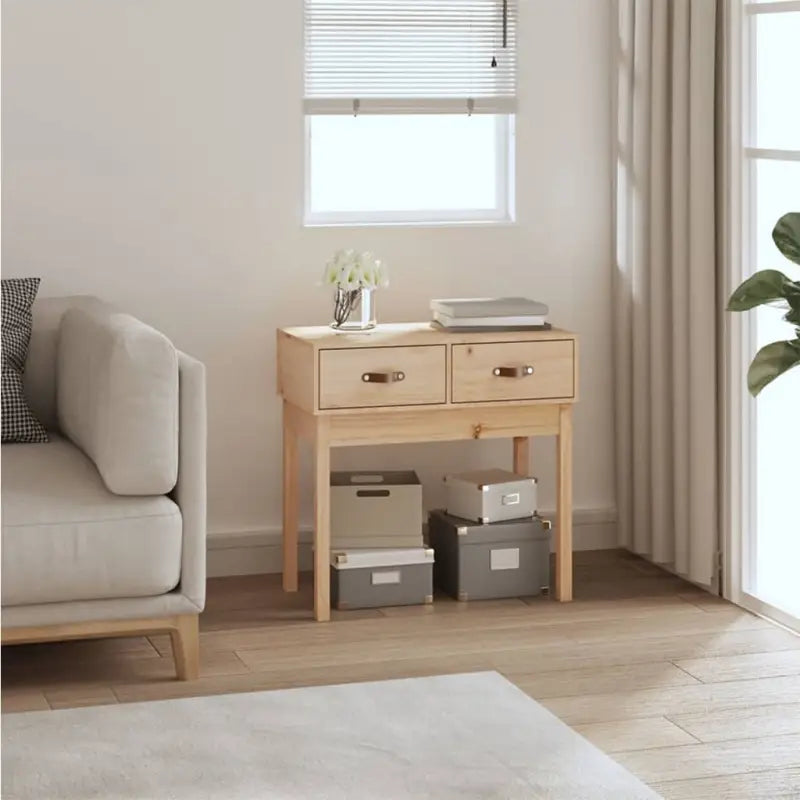 Houten wandtafel van massief grenenhout voor woonkamer of slaapkamer - Naturel / 1 / 76.5 cm - Bijzettafels