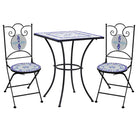 Ijzeren frame mozaïek bistroset voor tuin en balkon laten staan levering bevat - Blauw en wit / Vierkant - Tuinsets