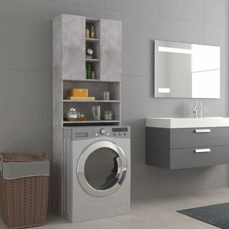 In de badkamer een slimme opbergoplossing voor wasmachines en drogers - Betongrijs - Accessoires voor wasmachines &