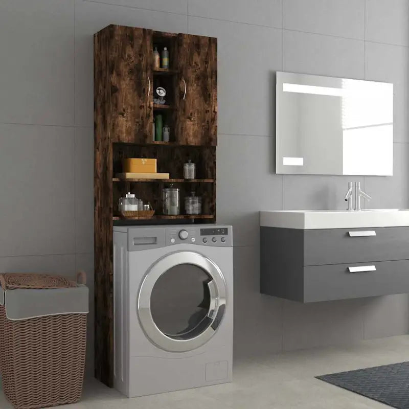 In de badkamer een slimme opbergoplossing voor wasmachines en drogers - Gerookt eiken - Accessoires voor wasmachines &