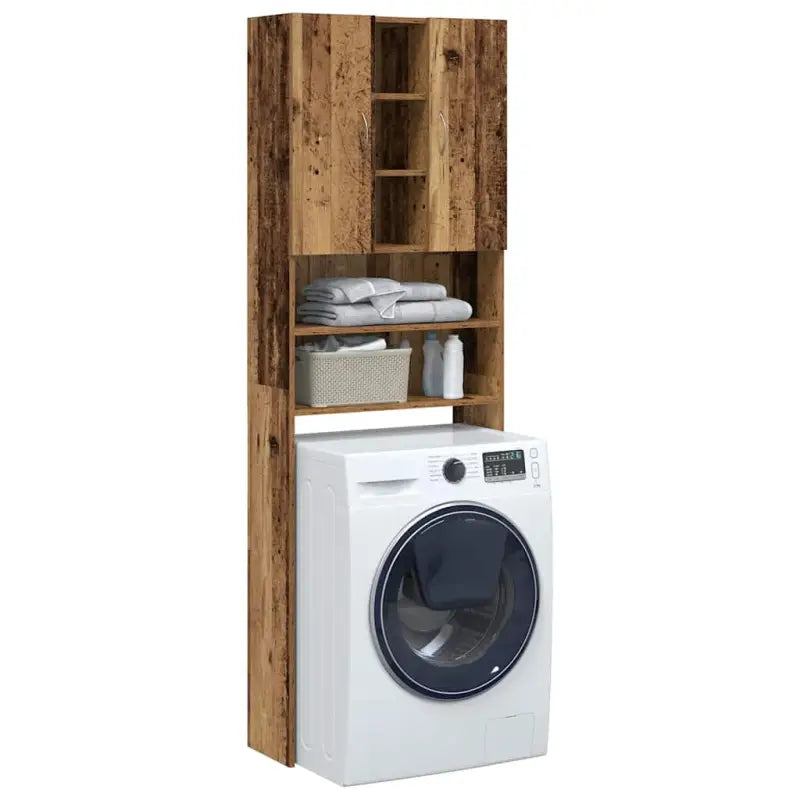 In de badkamer een slimme opbergoplossing voor wasmachines en drogers - Oud hout - Accessoires voor wasmachines &