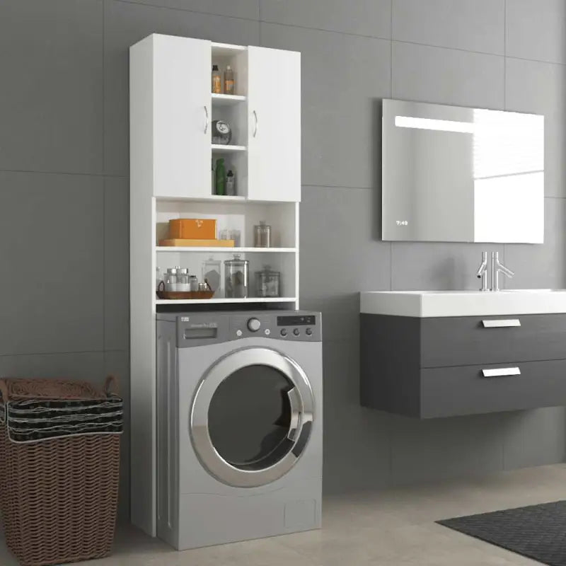 In de badkamer een slimme opbergoplossing voor wasmachines en drogers - Hoogglans wit - Accessoires voor wasmachines &