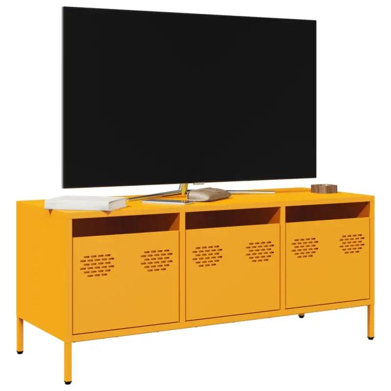 Industrieel tv-meubel met koudgewalst staal en verstelbare schroefpoten - Mosterdgeel / 1 / 101.5 cm - Tv-meubels