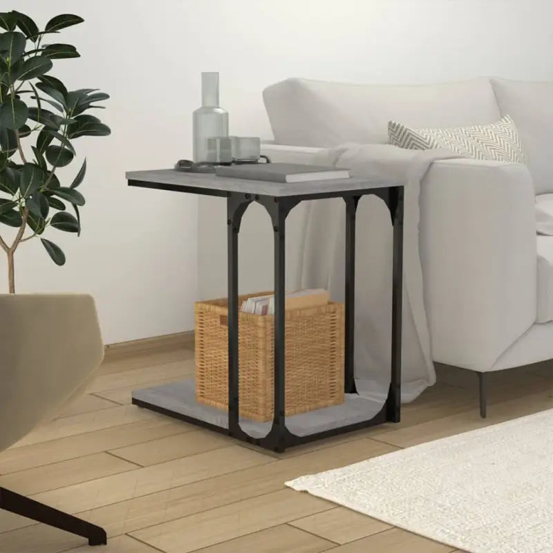 Industriële bijzettafel met bewerkt hout voor een unieke woonkamer look - Grijs sonoma / 50 x 35 x 52 cm / 1