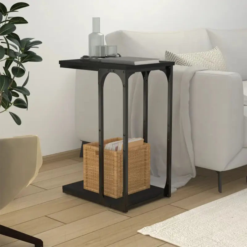 Industriële bijzettafel met bewerkt hout voor een unieke woonkamer look - Zwart / 40 x 30 x 60 cm / 1 - Bijzettafels
