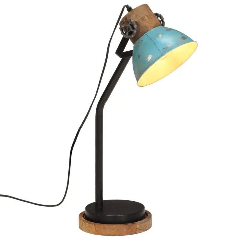 Industriële bureaulamp met massief mangohout en e27 fitting - Blauw / 1 - Lampen