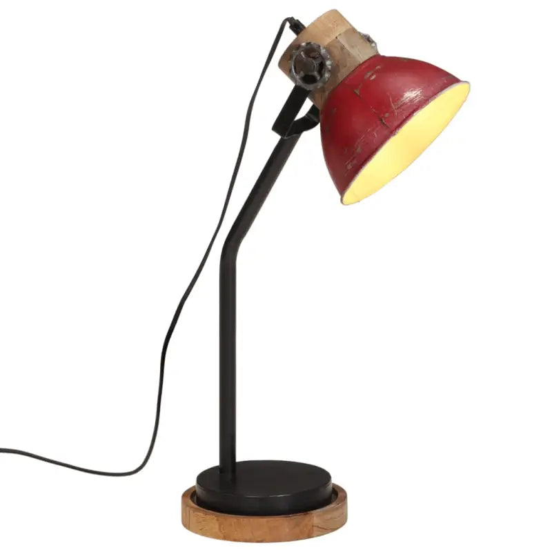 Industriële bureaulamp met massief mangohout en e27 fitting - Lampen