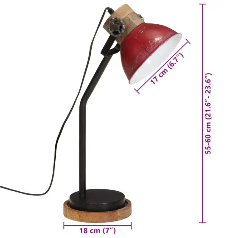 Industriële bureaulamp met massief mangohout en e27 fitting - Lampen
