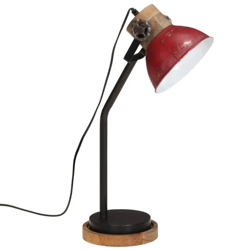 Industriële bureaulamp met massief mangohout en e27 fitting - Lampen