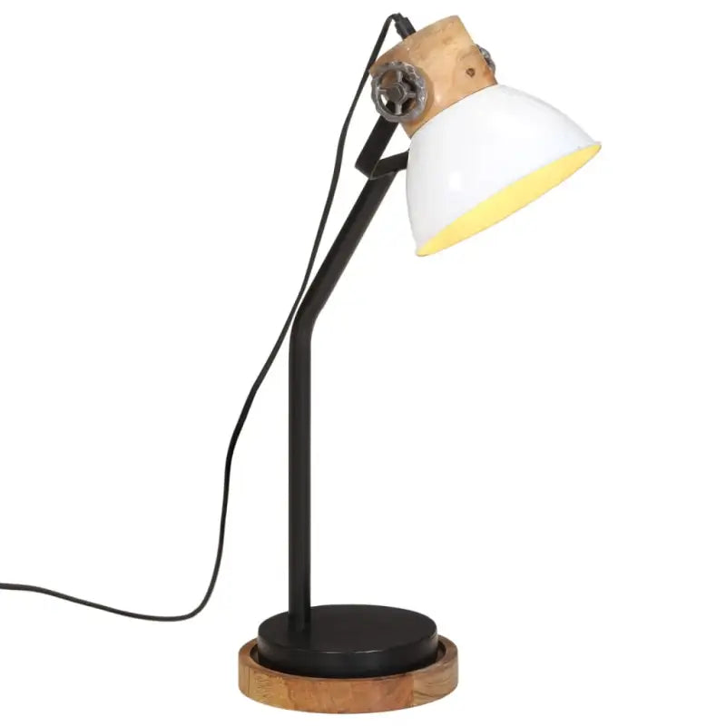 Industriële bureaulamp met massief mangohout en e27 fitting - Wit / 1 - Lampen