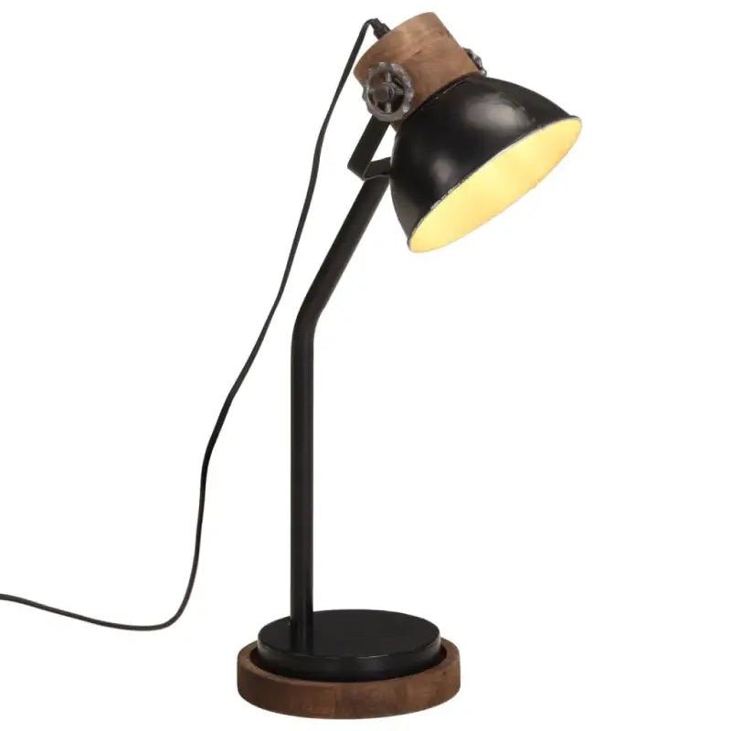 Industriële bureaulamp met massief mangohout en e27 fitting - Zwart / 1 - Lampen