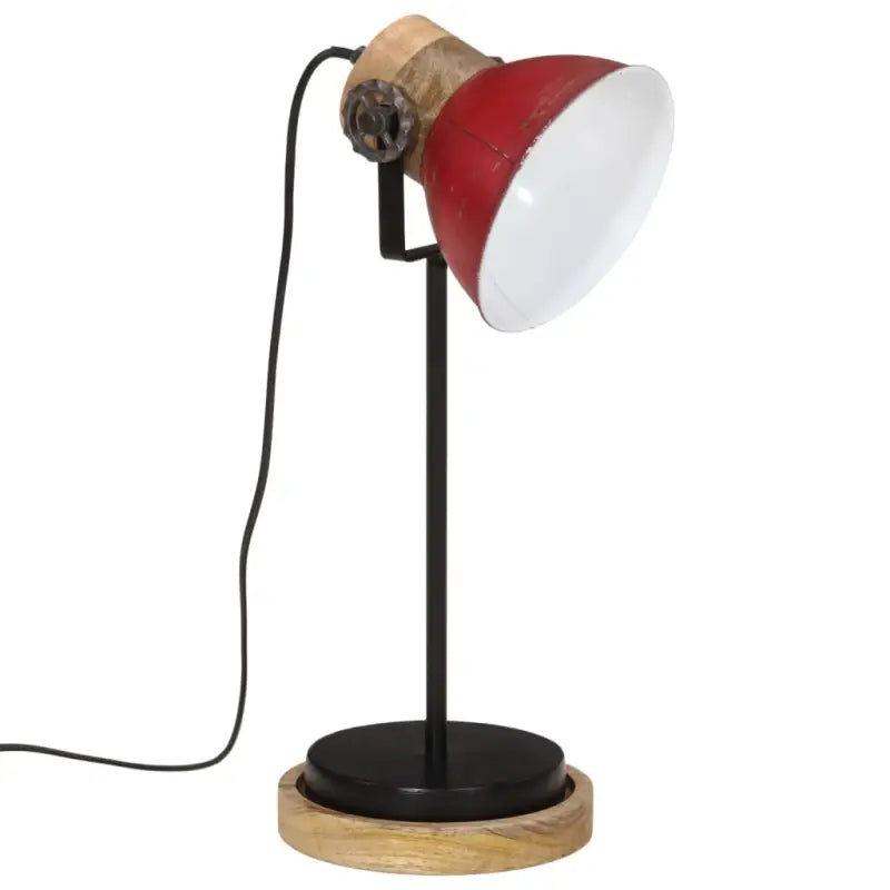 Industriële bureaulamp van massief mangohout met E27 fitting - Lampen