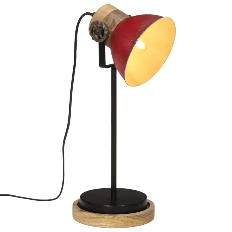 Industriële bureaulamp van massief mangohout met E27 fitting - Rood / 1 - Lampen