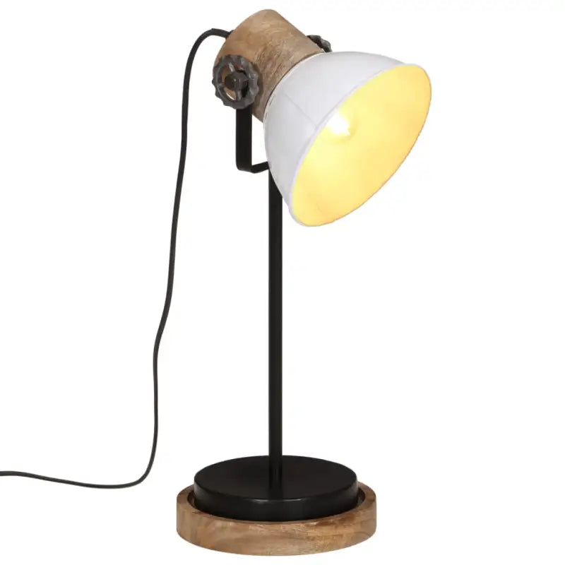 Industriële bureaulamp van massief mangohout met E27 fitting - Wit / 1 - Lampen