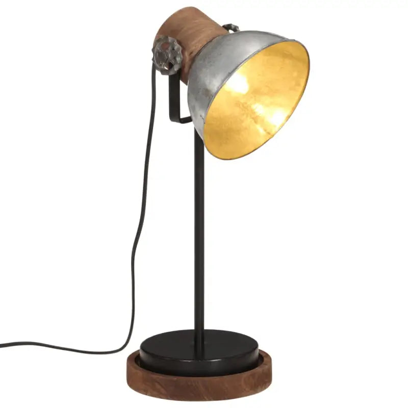 Industriële bureaulamp van massief mangohout met E27 fitting - Zilver / 1 - Lampen