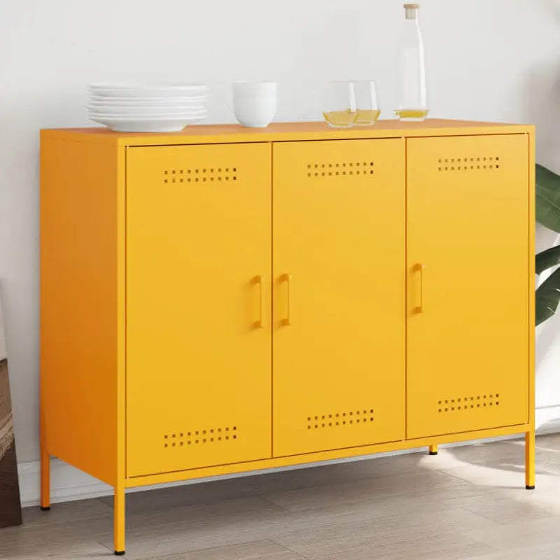 Industriële dressoir met koudgewalst staal en verstelbare schroefpoten - Geel / 1 - Dressoirs & buffetkasten