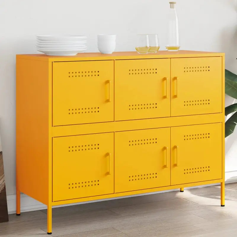 Industriële dressoir met koudgewalst staal en verstelbare schroefpoten - Geel / 1 - Dressoirs & buffetkasten