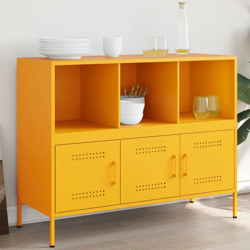 Industriële dressoir met koudgewalst staal en verstelbare schroefpoten - Geel / 1 - Dressoirs & buffetkasten