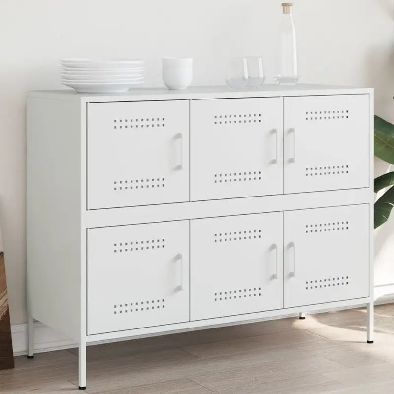 Industriële dressoir met koudgewalst staal en verstelbare schroefpoten - Wit / 1 - Dressoirs & buffetkasten