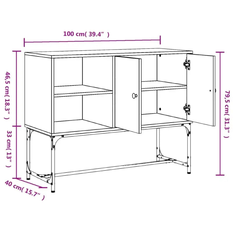 Industriële dressoir met metalen poten en bewerkt hout - Dressoirs & buffetkasten