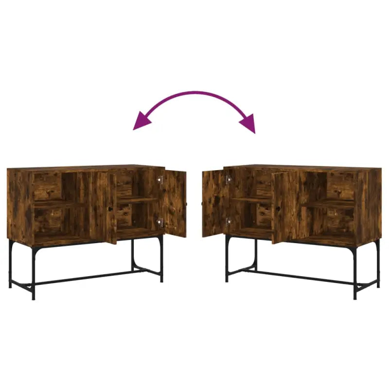 Industriële dressoir met metalen poten en bewerkt hout - Dressoirs & buffetkasten