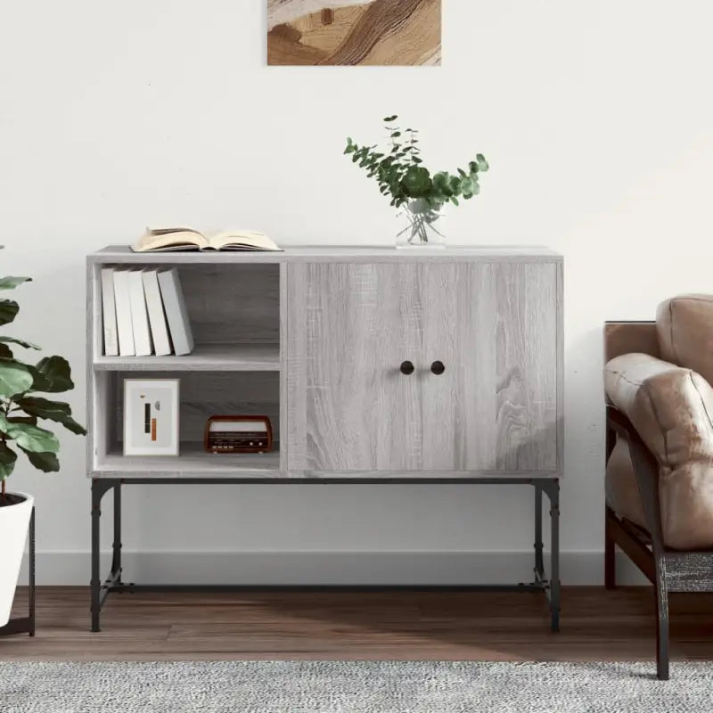 Industriële dressoir met metalen poten en bewerkt hout - Grijs sonoma / 1 - Dressoirs & buffetkasten
