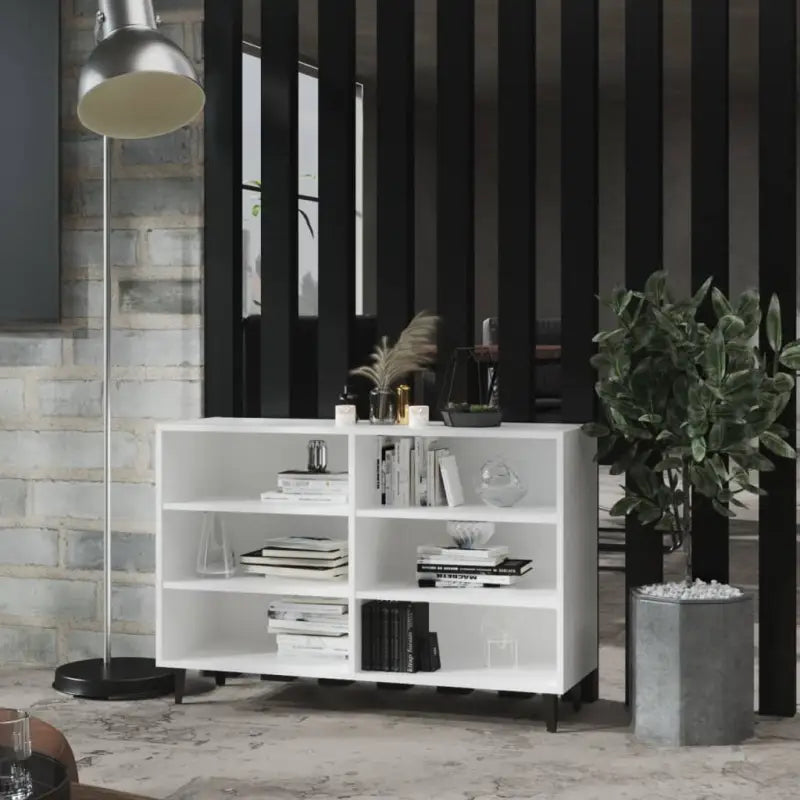 Industriële dressoir van bewerkt hout met metalen poten - Wit / 1 - Dressoirs & buffetkasten
