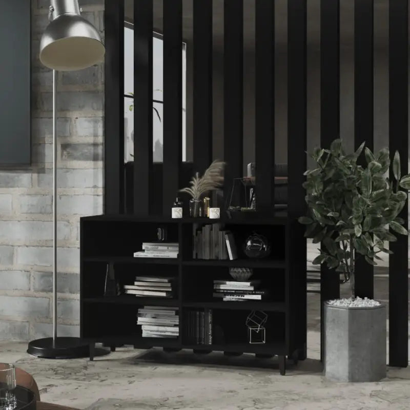 Industriële dressoir van bewerkt hout met metalen poten - Zwart / 1 - Dressoirs & buffetkasten