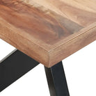 Industriële eettafel van massief acaciahout met honingkleurige afwerking - Eettafels