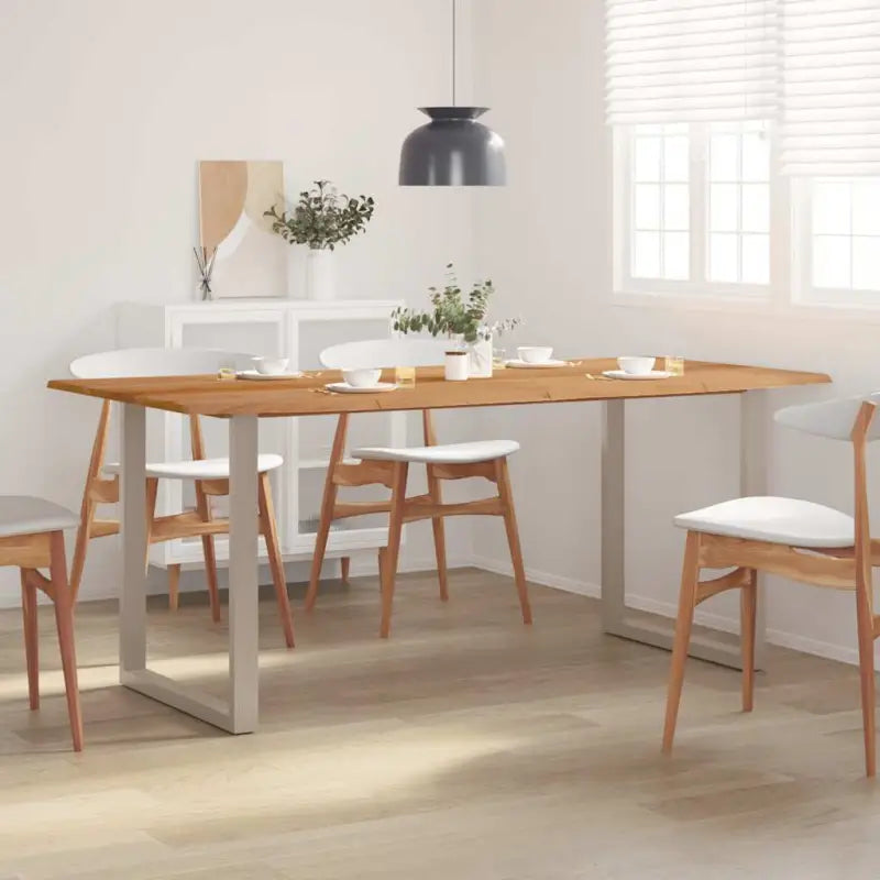 Industriële eettafel van massief acaciahout voor stijlvolle eetkamers - Zilver / 180 x 90 x 76 cm / 1 - Eettafels