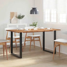 Industriële eettafel van massief acaciahout voor stijlvolle eetkamers - Zwart / 154 x 80 x 76 cm / 1 - Eettafels