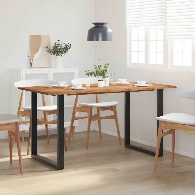 Industriële eettafel van massief acaciahout voor stijlvolle eetkamers - Zwart / 154 x 80 x 76 cm / 1 - Eettafels
