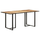 Industriële eettafel van massief mangohout voor een robuuste look - 160 x 80 x 76 cm / 1 / Ruw mangohout - Eettafels