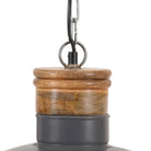 Industriele hanglamp met matgrijze afwerking en massief mangohout - Lampen