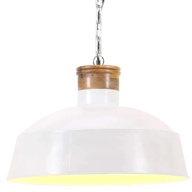 Industriele hanglamp met matgrijze afwerking en massief mangohout - Wit / Φ 42 cm / 1 - Lampen