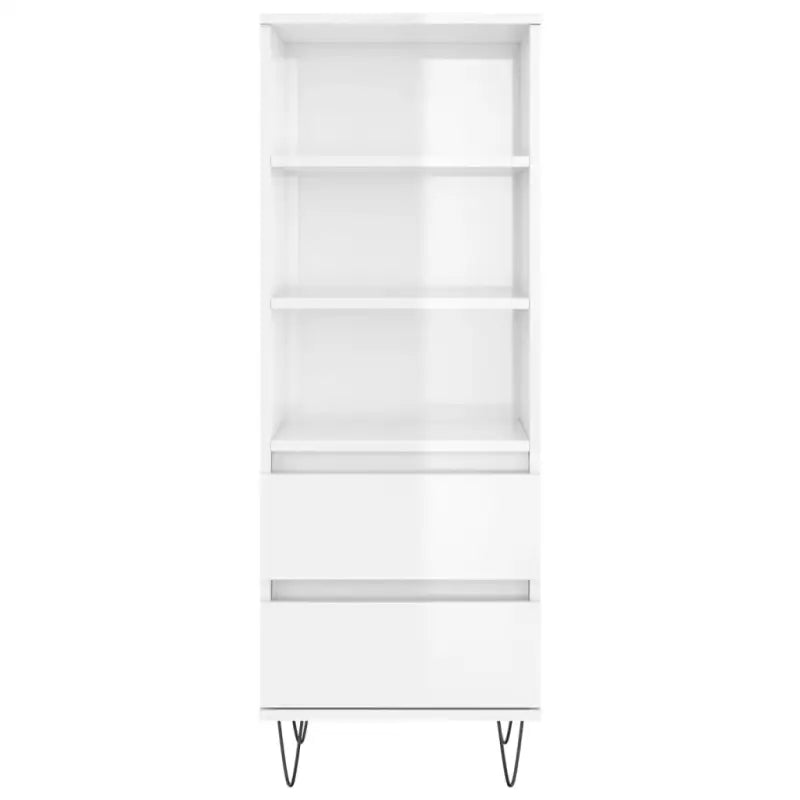 Industriële hoge kast in bewerkt hout met hoogglans wit finish - Dressoirs & buffetkasten