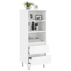 Industriële hoge kast in bewerkt hout met hoogglans wit finish - Dressoirs & buffetkasten
